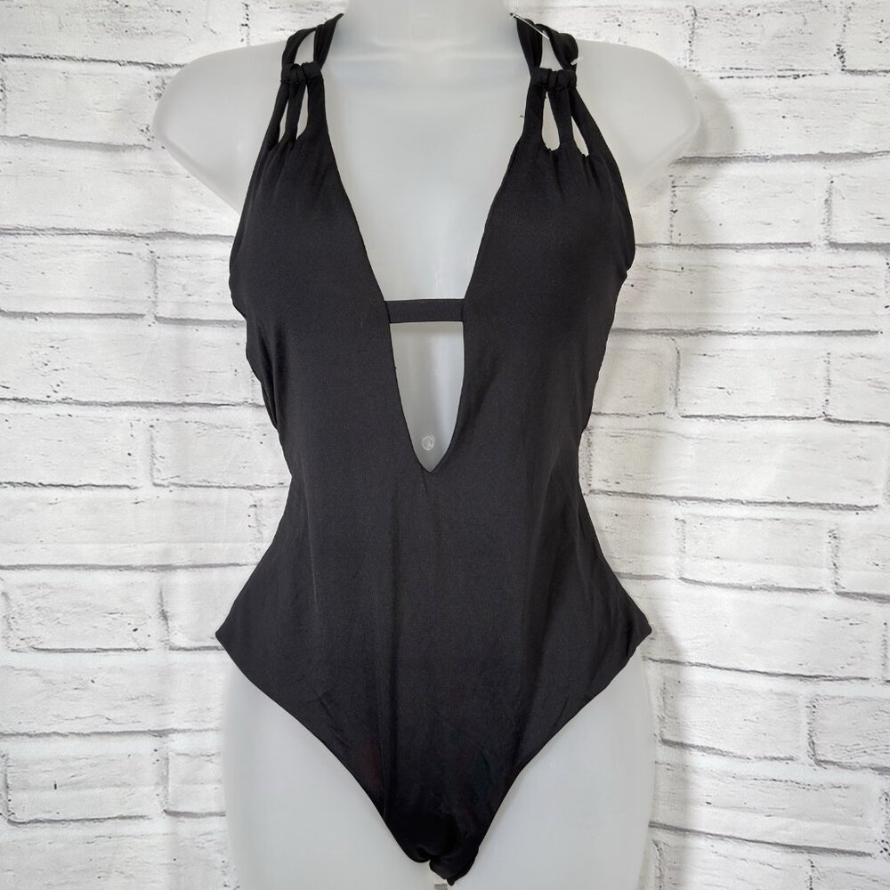 BECCA Black Plunge One-Piece Swimsuit